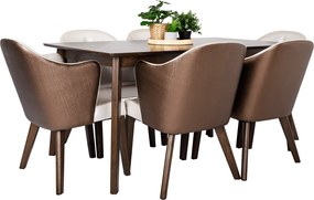 Étkező szett 1+6, dió/bézs/barna, HARISON