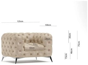 Bézs bársony fotel Chelsea – Ropez