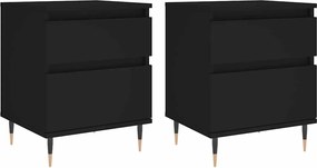 vidaXL 2 db fekete szerelt fa éjjeliszekrény 40 x 35 x 50 cm
