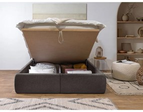 Sötétszürke kárpitozott ágyneműtartós franciaágy ágyráccsal 180x200 cm Garance – Bobochic Paris