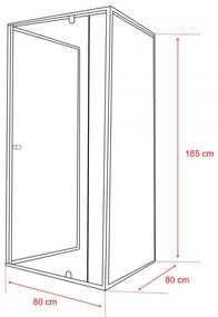 Flexi 80x80 cm falsíkra szerelhető szögletes zuhanykabin zuhanytálca nélkül