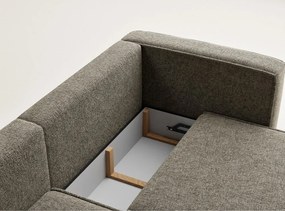 Barna zsenília kinyitható-tárolóhelyes sarokkanapé (bal oldali-heverő résszel) Velto – Maison de Rêve