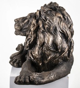 Tropical design fekvő bronz barna oroszlán dekorációs szobor 40x80x35cm