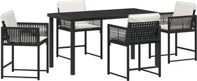 vidaXL Kert étkező szett 5 pcs Fekete polirattan