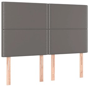 szürke műbőr rugós ágy matraccal és LED-del 140x200 cm