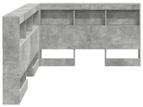 Tároló fejtámla polcokkal tárolóval Beton szürke 120 cm Faanyag