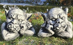 2 db-os vízköpő szett, Trol,l manó kerti figurák beton dekoráció pár