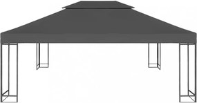 antracitszürke kétszintes pavilon tetőponyva 310 g/m² 4 x 3 m