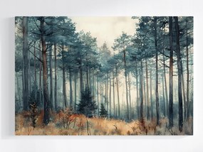 Vászonkép Canvas Akvarell Tájkép Erdő Fenyőfák 60x40