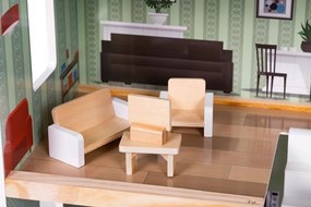 Fa babaház, 3 emelet, terasz 15 darab bútorral ECOTOYS