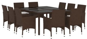 11 részes barna polyrattan kültéri étkezőgarnitúra