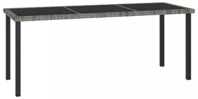 szürke polyrattan kerti étkezőasztal 180 x 70 x 73 cm