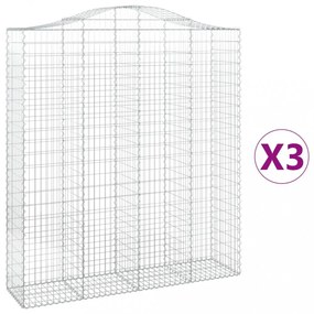 3 db íves horganyzott vas gabion kosár 200x50x220/240 cm