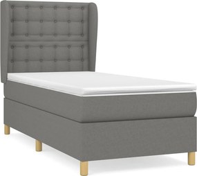 vidaXL sötétszürke szövet rugós ágy matraccal 90 x 200 cm