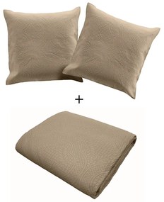 Bézs mikroszálas steppelt ágytakaró és párnahuzat szett 240x220 cm Romane – douceur d'intérieur