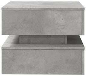 betonszürke dohányzóasztal LED-lámpákkal 50 x 50 x 40 cm