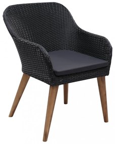 2 db fekete polyrattan kültéri szék párnával