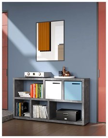 Szürke könyvespolc beton dekorral 150x83 cm Berlin – TemaHome