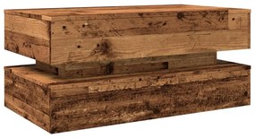 Antik fa színű dohányzóasztal LED-lámpákkal 90x50x40 cm