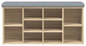 sonoma tölgy színű szerelt fa cipőtároló pad 102 x 32 x 50 cm