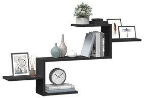 fekete szerelt fa fali polc 104 x 15 x 49 cm