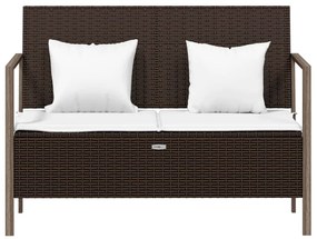 2 személyes barna polyrattan kerti kanapé párnával