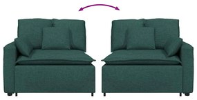 sötétzöld moduláris kanapé karfás végmodul párnákkal 100 cm