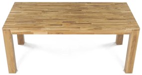 Étkezőasztal 180x90x75, tömör fehér tölgy, olajos felületkezelés, 10x10 cm-es lábak