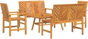 vidaXL Kerti lounge szett 5 pcs Barna Tömör Akácfa