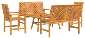 vidaXL Kerti lounge szett 5 pcs Barna Tömör Akácfa