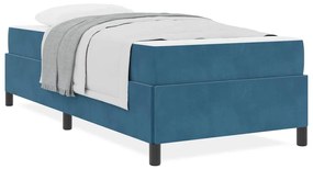 Ágykeret matracmal Sötétkék és fehér 90 x 190 cm Bársony