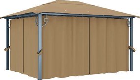 vidaXL tópszínű alumíniumpavilon függönnyel 400 x 300 cm