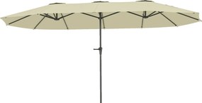 Outsunny Kétrészes Napernyő 4x2.2 m Kültéri Terasz Napernyő Manuális Kitekerővel Vízálló és UV30+ Védelmű Nagy Napernyő Teraszra, Strandra, Medencéhez