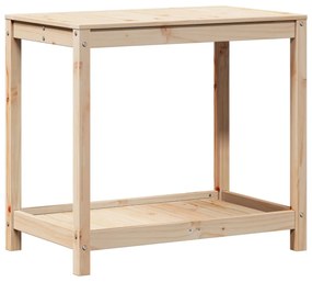 tömör fenyőfa ültetőasztal polccal 82,5x50x75 cm