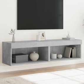 2 db betonszürke TV-szekrény LED-világítással 60 x 30 x 30 cm