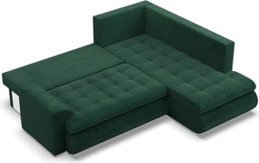 Tokio sarokkanapé, L alakú háttámlával, 2 ágyneműtartóval, kordbársony, jobboldali, zöld