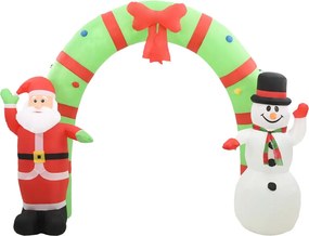vidaXL felfújható karácsonyi Mikulás és hóember boltív LED-del 223 cm