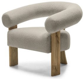 Bézs design fotel KOKEI, tölgy