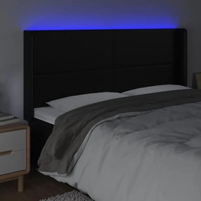 fekete műbőr LED-es fejtámla 203x16x118/128 cm