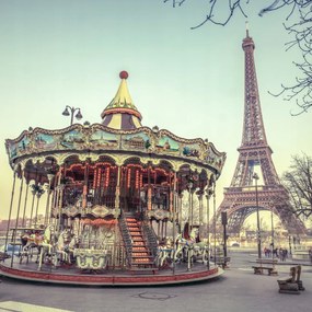 Poszter 70x70cm Körhinta és Eiffel-torony 2, Assaf Frank