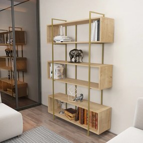 könyvespolc Bruti - Oak, Gold