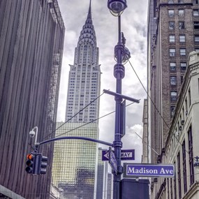 Poszter 40x40cm New York város alaprajza Chrysler épületével, Assaf Frank