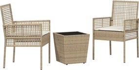 vidaXL Kert Bistro Készlet 3 pcs Bézs polirattan