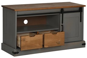 HALDEN szürke tömör fa TV szekrény tolóajtóval 110x40x60 cm