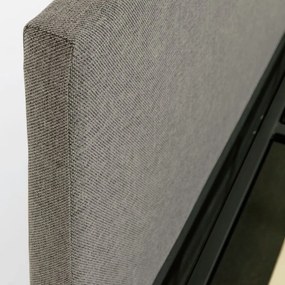 Szürke kárpitozott ágyneműtartós franciaágy ágyráccsal 180x200 cm Nahiri – Kave Home