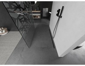 Mexen Kioto, Walk-In zuhany paraván 110 x 200 cm, 8 mm átlátszó üveg fehér mintás, grafit profil, 800-110-002-66-85