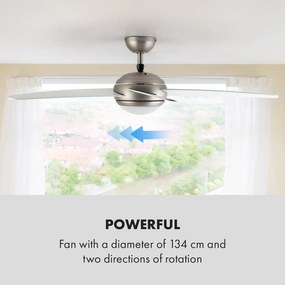 Bolero, 2 az 1-ben mennyezeti ventilátor, 134 cm, lámpa, 55 W, távirányító, fehér