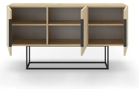 Natúr színű alacsony komód tölgyfa dekorral 150x80 cm Titan – Marckeric