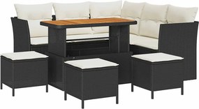 vidaXL Kerti Kanapé Szett párnával tárolóval 9 pcs Fekete és krémszínű