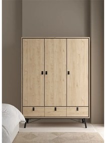 Natúr színű ruhásszekrény tölgyfa dekorral 150x200 cm Ry – Tvilum